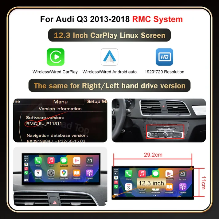 AUDI A1/Q3 CARPLAY SCREEN 2012-2018 - Image 4
