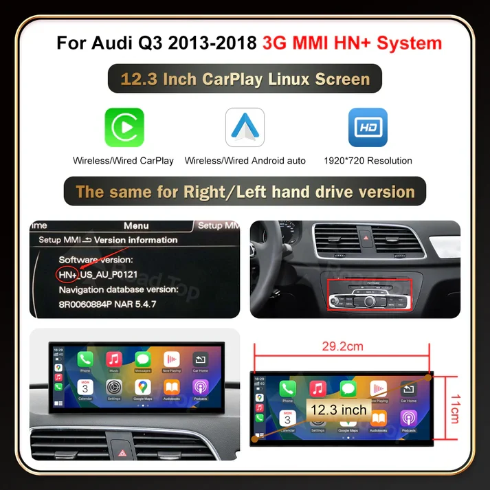AUDI A1/Q3 CARPLAY SCREEN 2012-2018 - Image 5