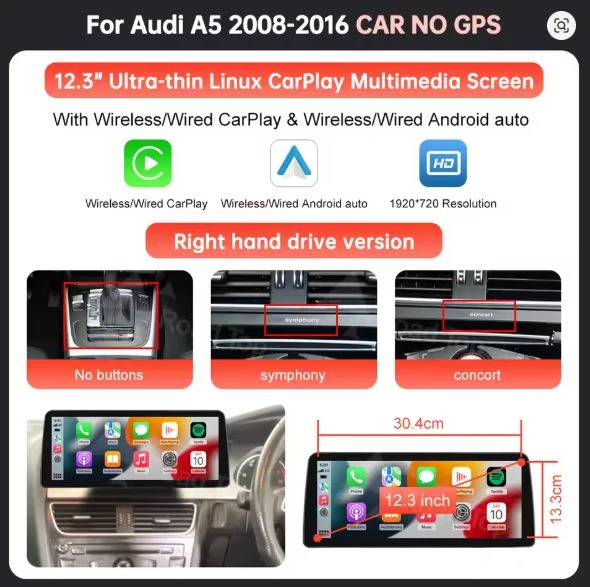 AUDI A5 2008-2016 CARPLAY SCREEN - Image 2