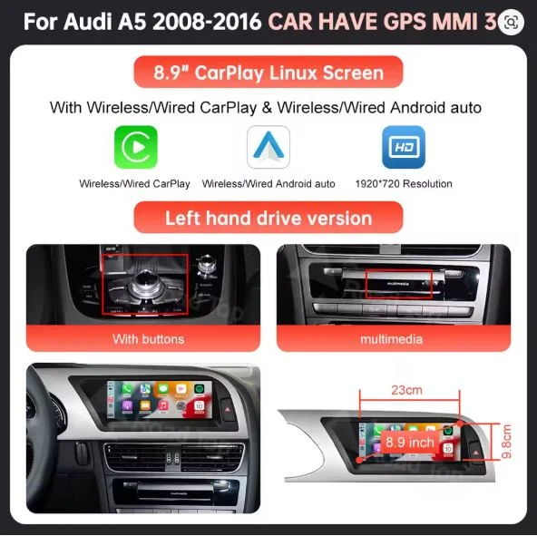 AUDI A5 2008-2016 CARPLAY SCREEN - Image 6