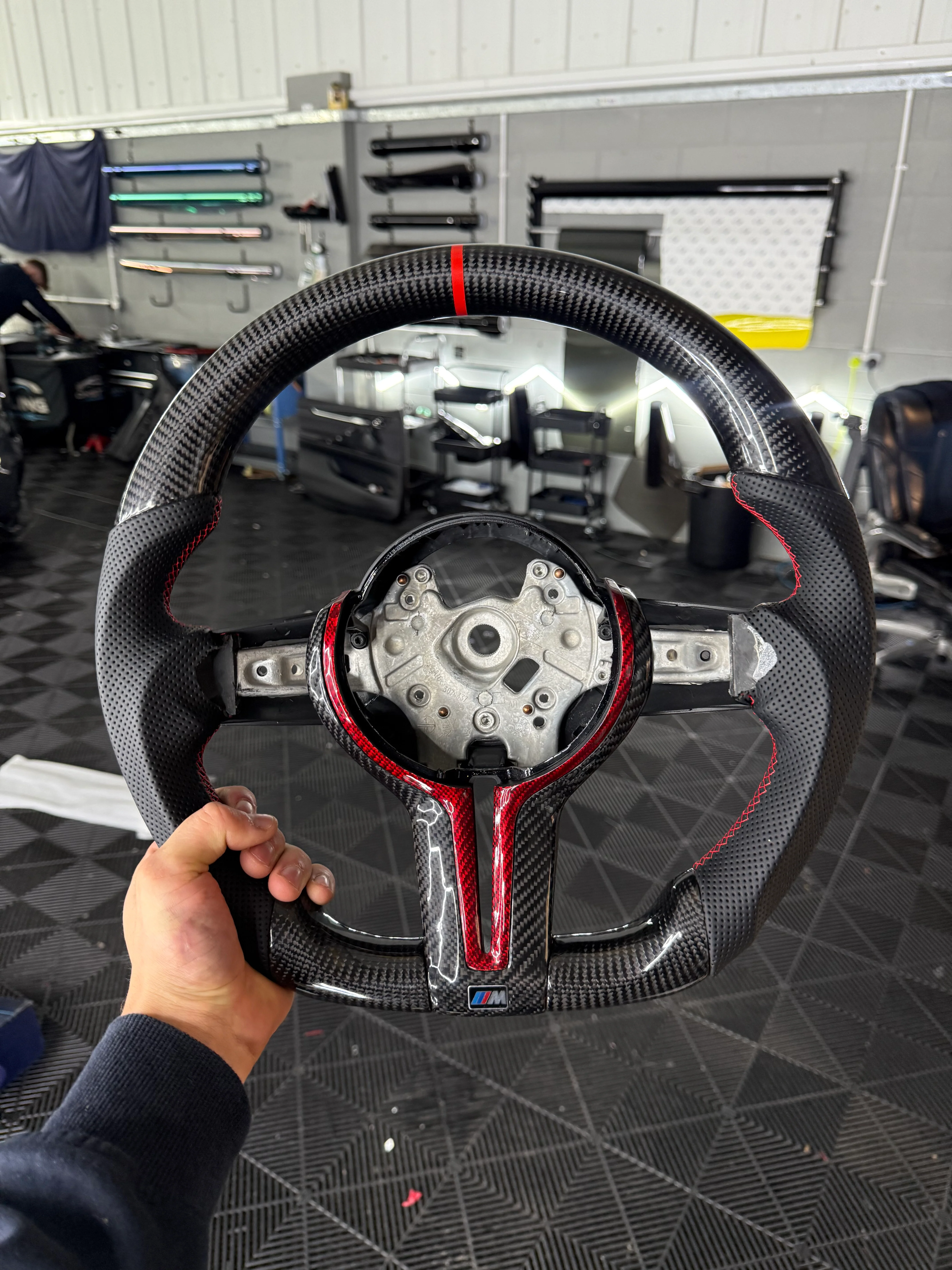 BMW F-Series Carbon Fibre Steering Wheel (Red Accents)